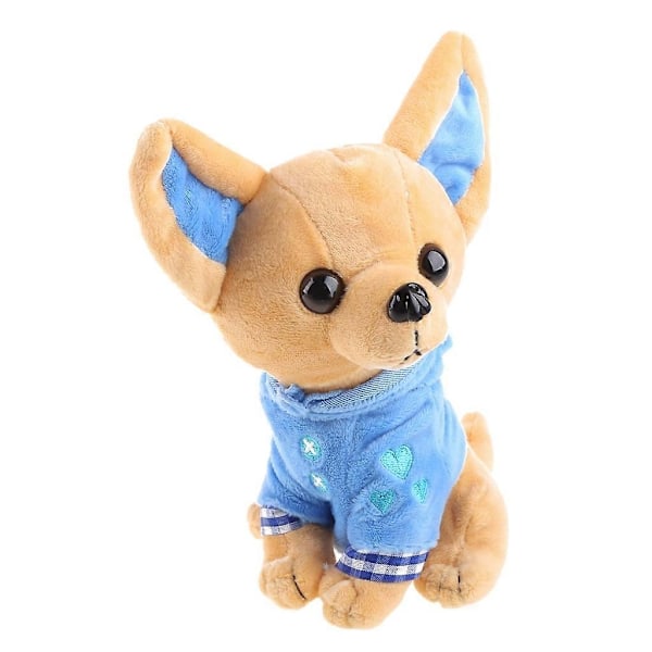 Jul Plysch Baby Leksak Mjuk Chihuahua Leksaker Födelsedagspresent Gosedjur Hund för Docka-WELLNGS Blue