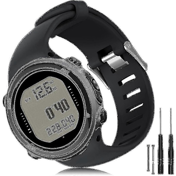 Urband för Suunto D4 / D4i, Ersättningsarmband i Mjuk Silikon för Suunto D4 / D4i Novo - WELLNGS Black