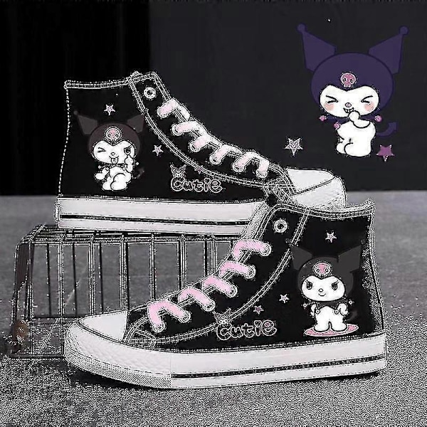 Sanrio Kuromi Canvas Sko Høj Top Casual Sportsko Campus Gave Drenge Piger Studerende Nye Par Tyk Sål Zapatos De Mujer 2-WELLNGS 41