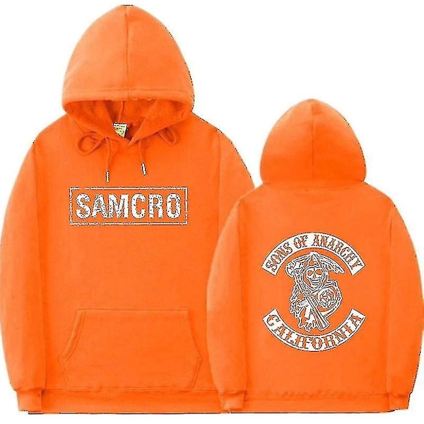 Sons Of Anarchy Samcro Hoodie Dobbeltsidig Trykt Hoodie Trøje Top-WELLNGS Orange L