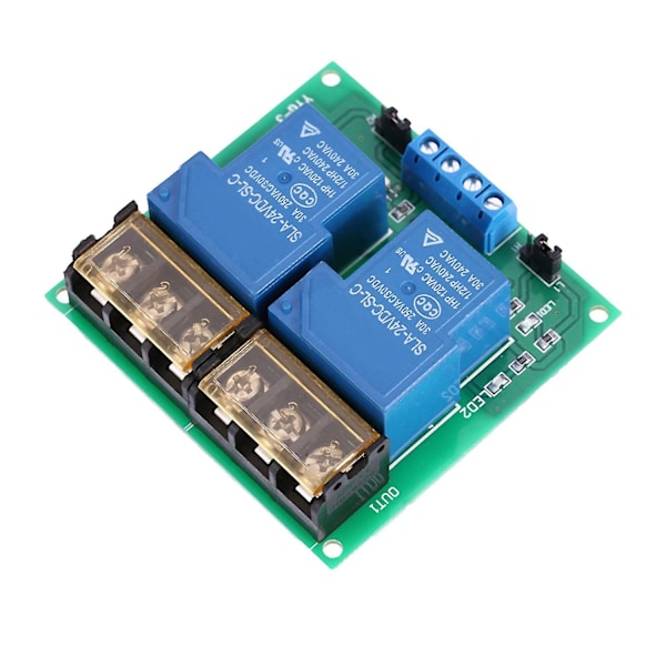 2-Kanals DC 24V 30A Relämodulkort Optokopplarisolering Hög/Låg Trigger-WELLNGS