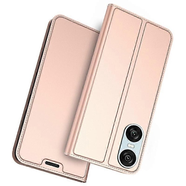 Kompatibel med Sony Xperia 10 VI Deksel PU Lær Telefondeksel med Kortholder Innebygd Magnetisk Lukking - Gull-WELLNGS Rose Gold