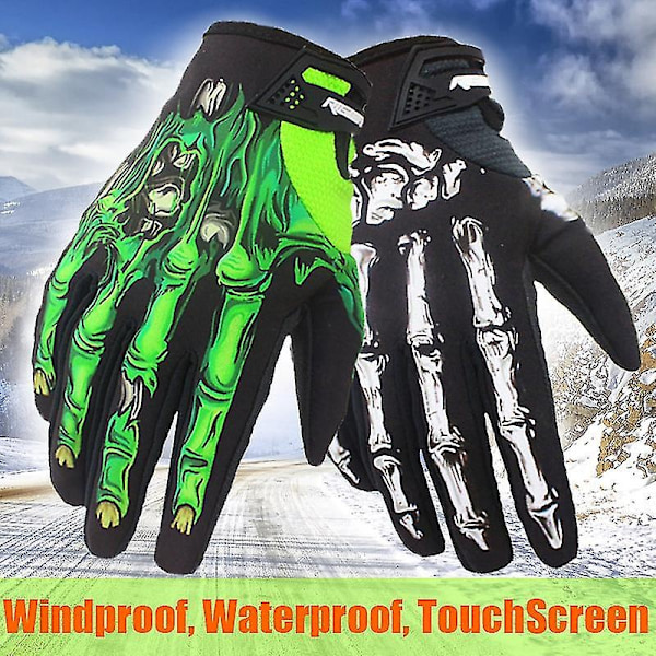 Motorsykkel Vinter Sykkel Håndsko Joint Printing Motor Sykkel Hansker Full Finger Ghost Claw Vindtett Menn Kvinner Guantes Moto|hansker|   --WELLNGS Black S