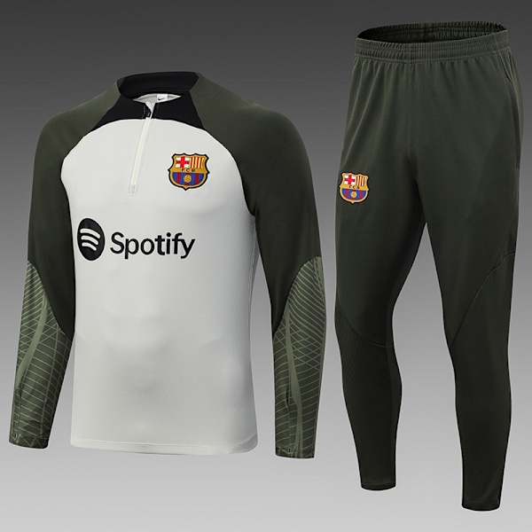 23-24 ny sæson Barcelona ungdoms-/voksen langærmet jersey-dragt light gray-WELLNGS light grey 16#