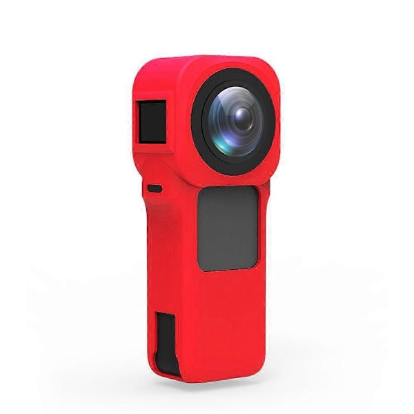 PULUZ Silikonskyddsfodral med linsskydd Kompatibelt med Insta360 One RS 1-tums 360 Edition-WELLNGS Red