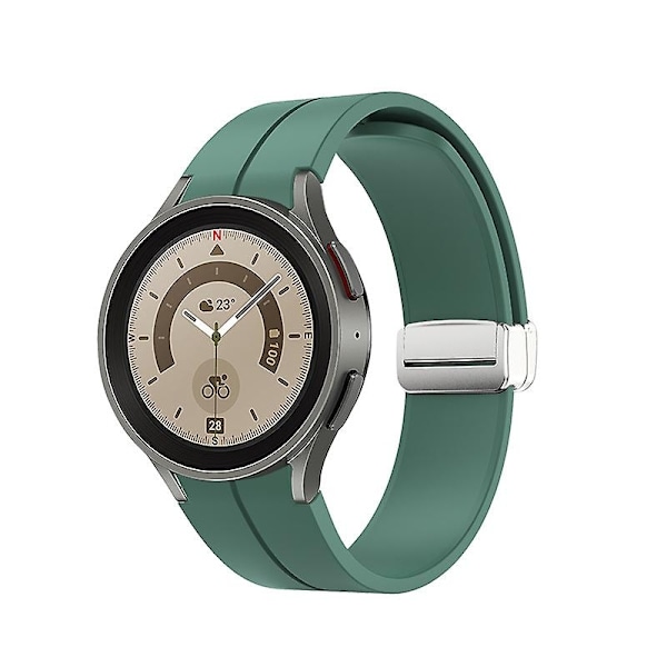 Magneettinen silikonihihna Samsung Galaxy Watch 5 Pro 45mm/4 Classic 44mm 40mm 46mm 42mm Ranneke Rannekoru Galaxy Watch5/4 Vyö-WELLNGS Army green A Watch 4 Classic 42mm