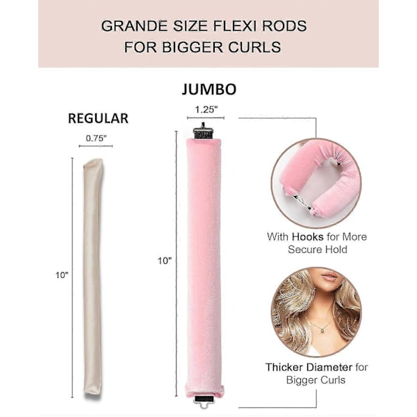 Värmelösa Hårrullar för Nattliga Lockar Blowout-stavar Pannband Inga Värmelockar Hårrullar för Kort Hår Stylingverktyg - WELLNGS Pink