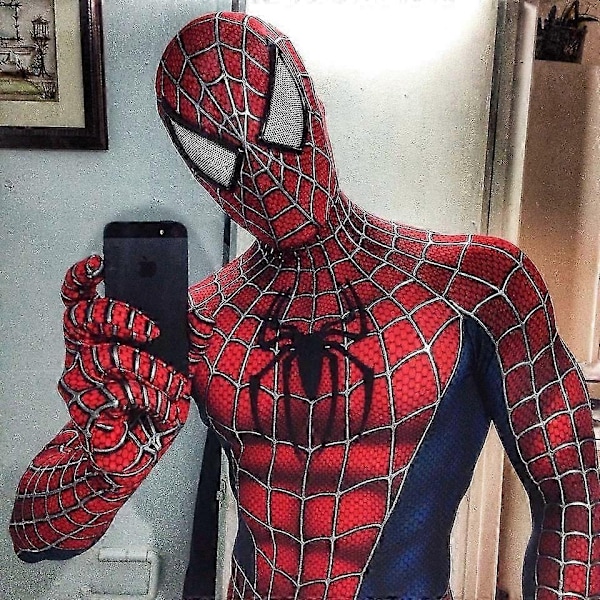 Raimi Spider Man Vuxen Jumpsuit Cosplay Kostym Party Present-WELLNGS XXL