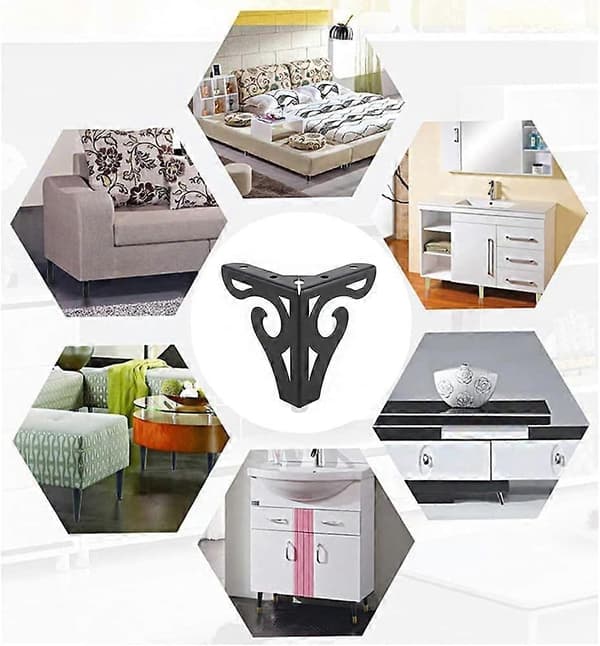 4 Stk. Møbel Sofaben, Sofaben, Moderne Sofaben, TV-skabsben, Sengeben, til Skab, Sofa, Bordkommode (Sort) - WELLNGS