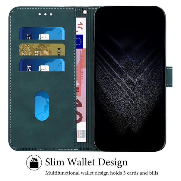 Samsung Galaxy A21S Telefonfodral, PU-Läder Flip Cover Skyddande Fodral Magnetisk Spänne Design Plånbok Kortplats Hållare Telefonfodral - WELLNGS Green