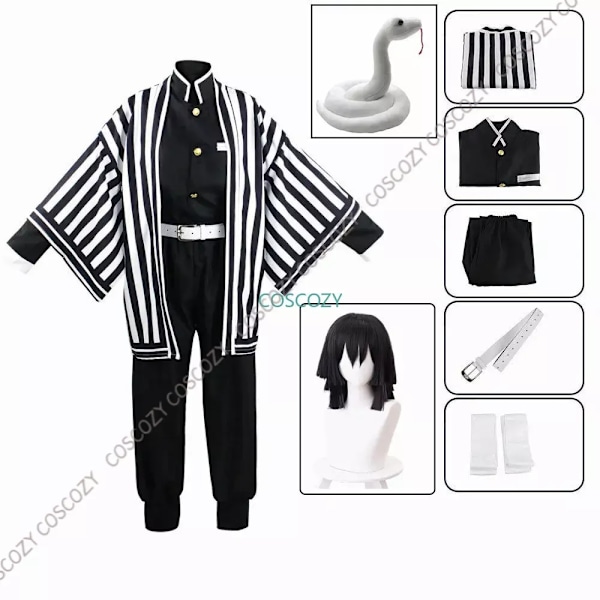 Violetti/Musta Iguro Kohana Cosplay Anime Demon Slayer Iguro Kohana Yuori Kimono Cosplay Puku XL-WELLNGS XL A1 Snake and wig