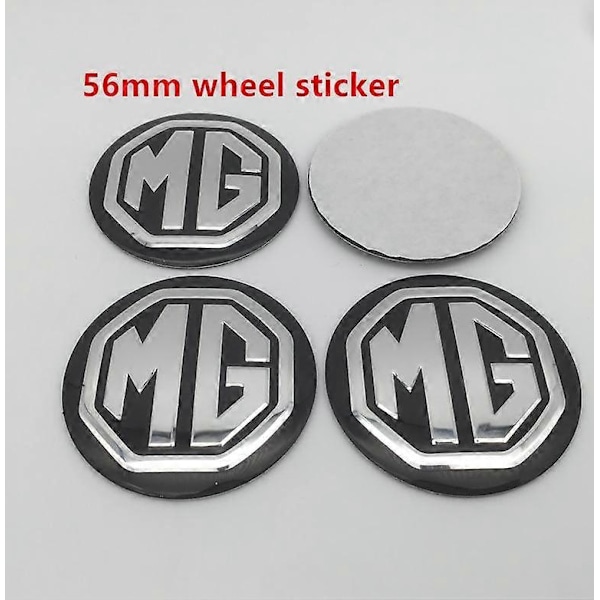 4 stk. Kompatibel med Mg Logo 56mm 60mm Bil Hjul Center Dæk Navkapsel Resin Badge Emblem Mærkat Styling Tilbehør-WELLNGS 56mm black sticker
