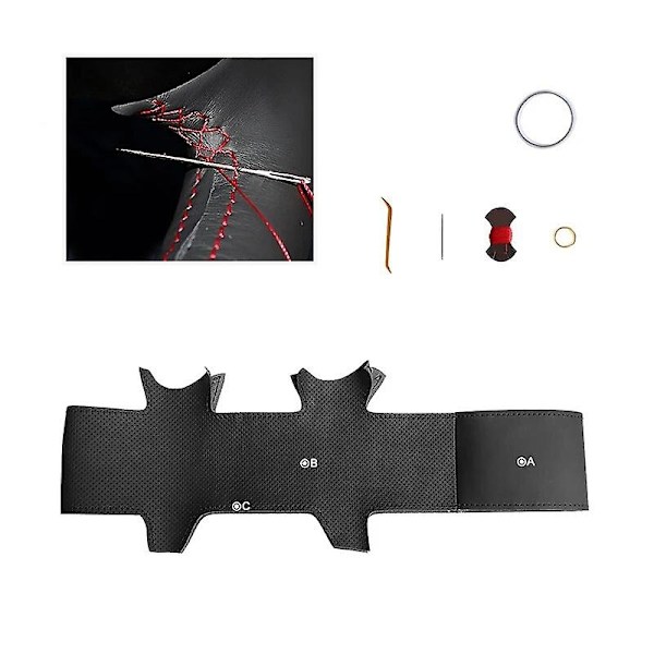 Auton ohjauspyörän suojus Toyota Land Prado 120 2003-2007 Tacoma 2005-2011 4Runner Hilux 2009-2011 LS400 1995 GX GX470 Style-WELLNGS Black With Red Line