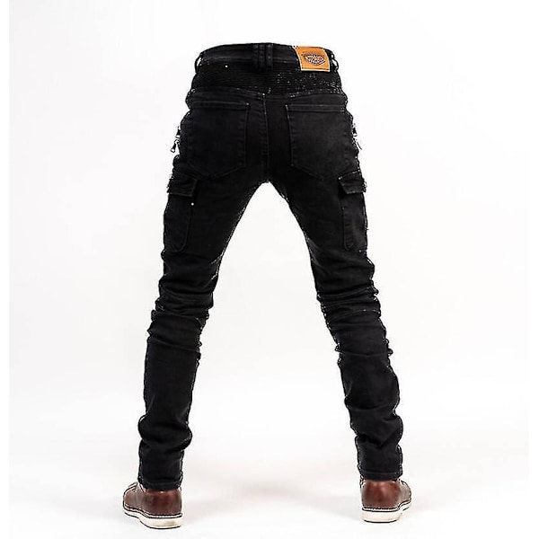 Motorcykelbukser Herre Moto Jeans Beskyttelsesudstyr Ride Touring Motorcykelbukser Motocross Bukser Moto Bukser - WELLNGS black EU-XL