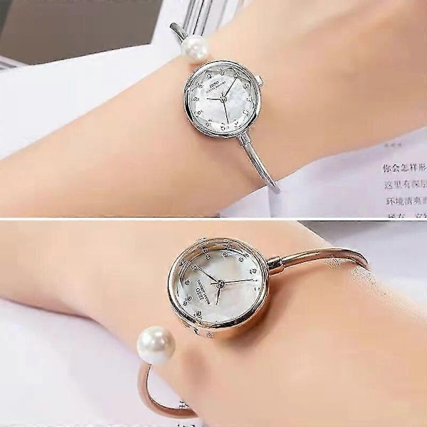 Elegant Silver Damklocka Lyx Diamant Hand Klocka Kvinnlig Vattentät Berömt Märke Mode Dam Armbandsur-WELLNGS Lady Watch Golden
