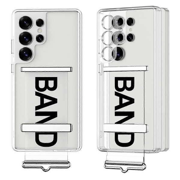 GKK Kompatibel med Samsung Galaxy S25 Ultra Klar Veske Stropp Støtte TPU PC Telefondeksel - Transparent Oransje-WELLNGS Transparent Black