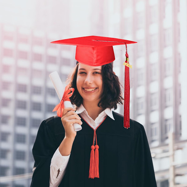 Voksen Gradueringshat med Kvast Ensfarvet Ikke-Falmende Gymnasium Bachelor Gradueringshat Cosplay Rekvisit-WELLNGS Green