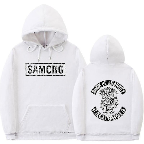 Sons Of Anarchy Samcro Hoodie Dobbeltsidig Trykt Hoodie Trøje Top-WELLNGS White 3XL