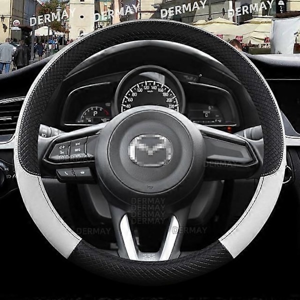 Kompatibel med Mazda CX3 CX4 CX5 CX7 CX9 CX30 CX50 CX60 CX70 CX90 Bilratt Skydd PU Läder Halkfritt Biltillbehör-WELLNGS White