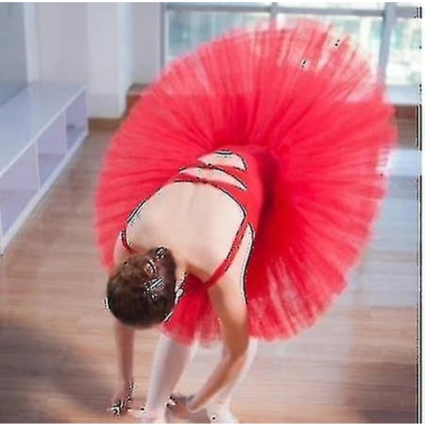 Professional Platter Tutu Black White Red Ballet Dance Costume for Women Tutu Ballet Adult Ballet Da-WELLNGS Red L