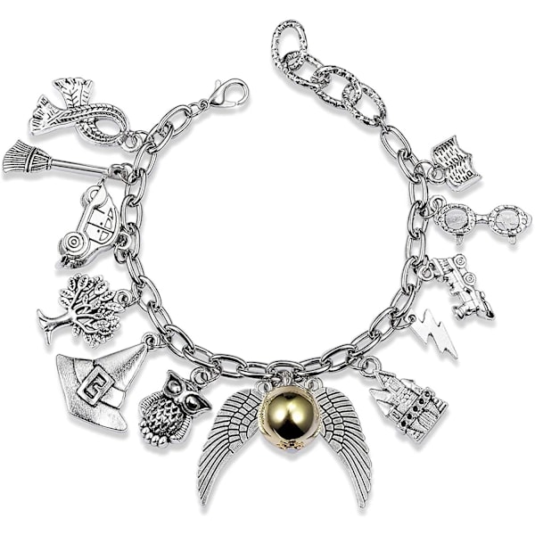 Charm armband med tema, 8 tum justerbar, födelsedagspresent till tonåringar - WELLNGS Harry Potter