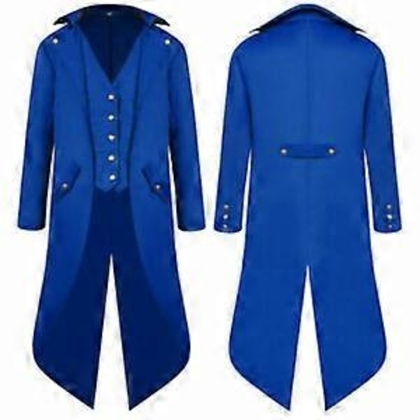 Miesten Vintage Takki Viktoriaaninen Steampunk Smokki Pukupuku - WELLNGS Blue M