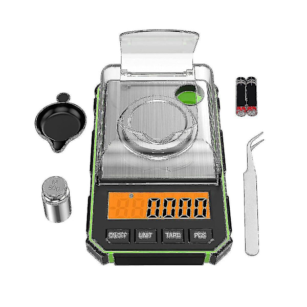 Fin Vekt 0.001g, Digital Milligram Vekt 50g / 0.001g, Digital Lommevekt med LCD-skjerm, Lab-WELLNGS