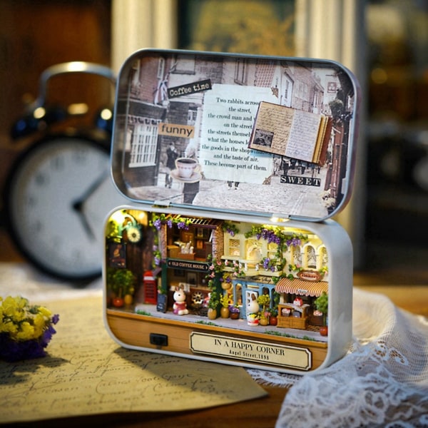 DIY Miniatyr Håndlaget Box Dollhouse Good Old Time Tema Mini-WELLNGS