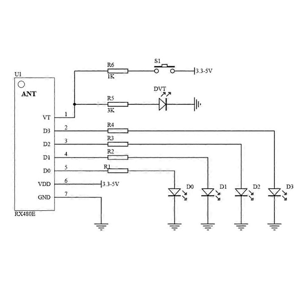 Langaton RX480E-4WQB 433Mhz RF-moduulilähetin ja -vastaanotin 3 sarjaa 4 kanavaista lähtölinkkisarjaa WELLNGSille