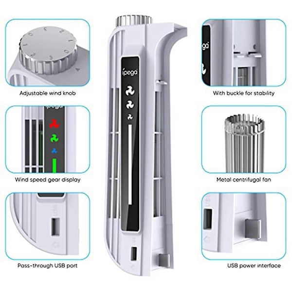 Uppgraderad kylfläkt för Ps5, centrifugal kylsystem med 3 hastighetskontrollknapp och LED-indikator-WELLNGS