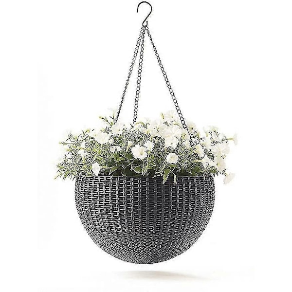 Riippuva istutusruukku, rottinki, grafiitinharmaa - WELLNGS 21cm*13cm