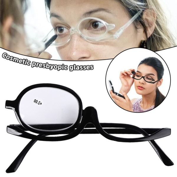 Tydliga sminkglasögon nedfällbara Förstoringsglas smink läsglasögon hopfällbara glasögon Kosmetisk Presbyopicr sfär 300-WELLNGS silver sphere 300
