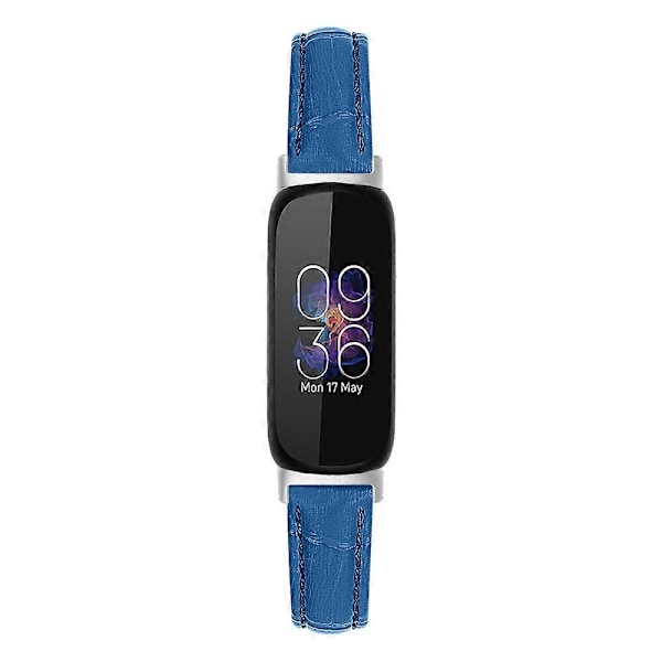 Ersättningsarmband för Fitbit Inspire 3 Bambu Trä Ådring PU Läder Justerbart Armband-WELLNGS Blue