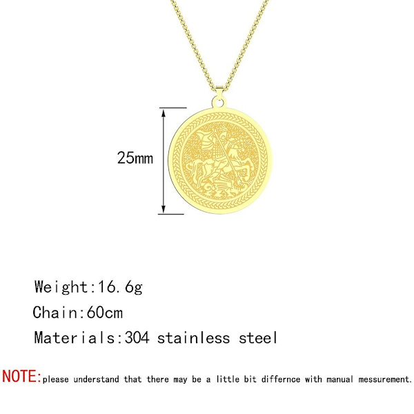 Sankt Georg Hängehalsband för Män Kvinnor Krigare St Georg S Draken Totem Medaljong Charm Halskedja Amulet Smycken-WELLNGS Poseidon-G