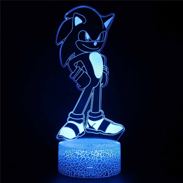 Sonic The Hedgehog 3D Illusion Lampe LED Nattlys til barnerommet-WELLNGS A