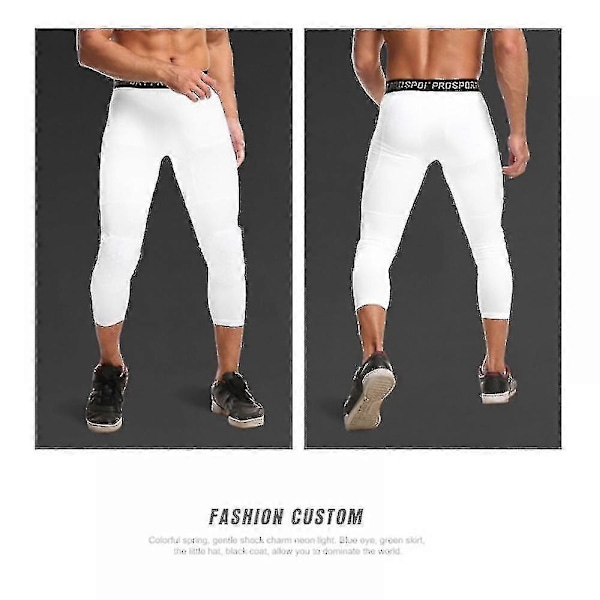 Basketbyxor med knäskydd, ungdoms krockskyddande sport 3/4 kompressionsbyxor leggings herr volleyboll skyddsutrustning - WELLNGS Right-White L