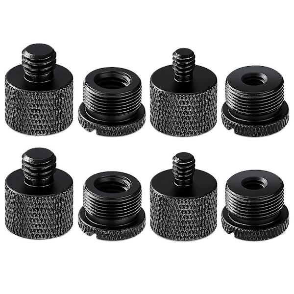 8-pack Mikrofonstativgängadapterset, 5/8 Hon till 3/8 Han och 3/8 Hon till 5/8 Han Skruvadapter T-WELLNGS