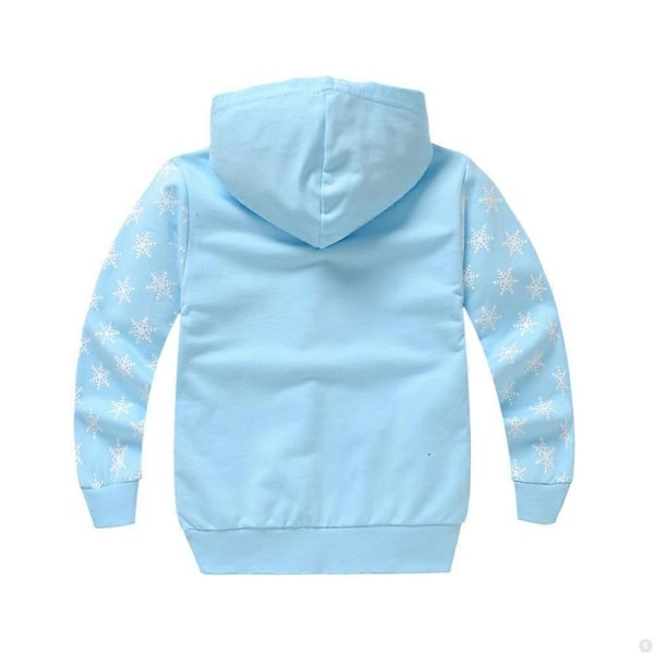 Barn Jenter Frozen Trykk Lang Ermet Hoodie Jakke Løstsittende Hettematte Høstjakke - WELLNGS Light Blue 4-5 Years