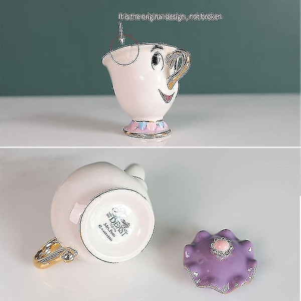 Ny Skjønnheten og Udyret Mrs. Potts Chip Tekanne Kopp Sett Tekanne Krus Nydelig Julegave-WELLNGS Off white Sugar Bowl