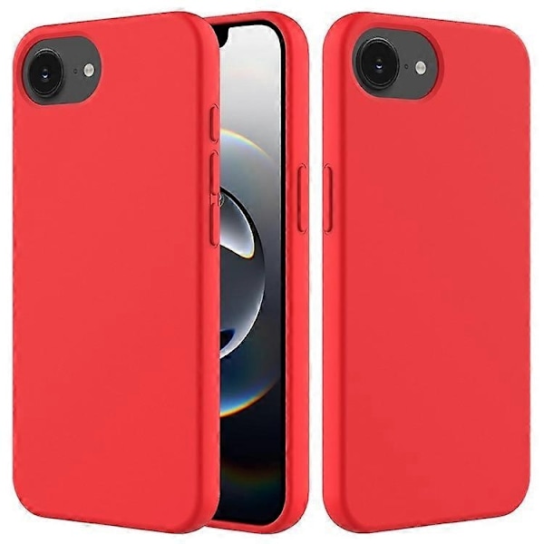Kompatibelt skal för iPhone 16e, fallsäkert flytande silikon med mjukt foder, baksidesskydd - WELLNGS Red