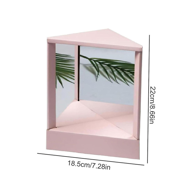 Oikea peili, joka ei käänny, kolmion muotoinen kiinteä peili, käänteinen peili, ei käänny, meikkipeilin kuva, oikea, ei peilin palautus Light pink