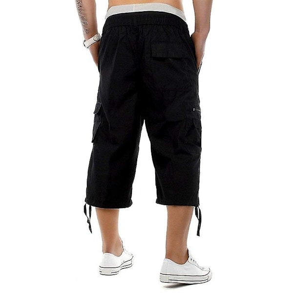 Miesten polven alapuolelle ulottuvat cargo-shortsit, rennot twill-joustavat 3/4 Capri-housut vetoketjulla Cotto-WELLNGS Beige XXL