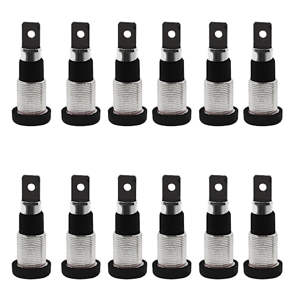 12pcs 4mm Banana Jack Socket Female Adapter Panel Mount Binding Post M4x28mm Perfect for Testing Equipments 30-60vdc-WELLNGS Black