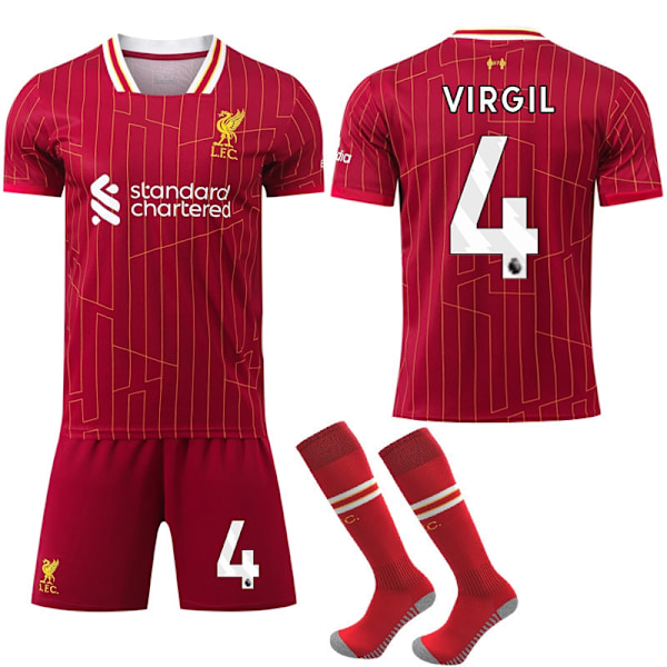 24-25 Ny Liverpool Hjemmefotballdrakt for Barn og Voksne Størrelse 4 VIRGIL-WELLNGS 26