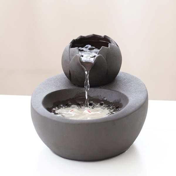 Katt Drickfontän Keramik Dricksvatten fontän-Lotus Vertikal Katt Drickfontän-Automatisk Cirkulerande Filtrerat vatten Hälsa och hygien black