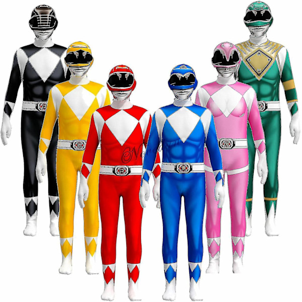 Power Samurai Sentai Shinkenger Rangers Kostume Voksen Børn Superhelt Cosplay Halloween Fødselsdagsfest Jumpsuit Zentai Dragt-WELLNGS Green Adult 180