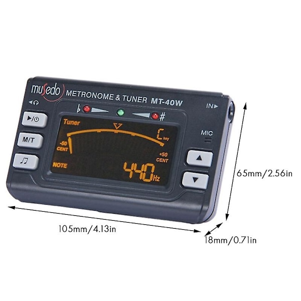 Musedo MT-40W Metro-tuner Tone Generator Elektronisk Digital LCD 3 i 1 LCD Klarinett Saksofon Tuner/Metronom-WELLNGS