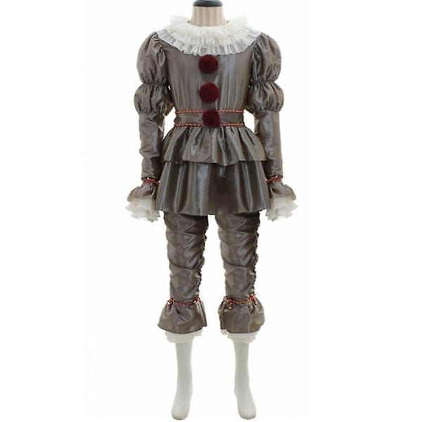Voksen Pennywise Klovnekostyme Cosplay Party Kostyme Scene Show Fancy Dress Antrekk Sett Halloween-WELLNGS 2XL