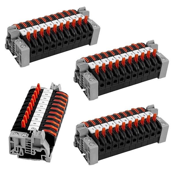 Pakke med 40 DIN-skinnesterminaler, 0,08-4 mm -211 DIN-skinnesterminaler, sort terminalbloksæt, elektrisk forbindelsesblok-WELLNGS