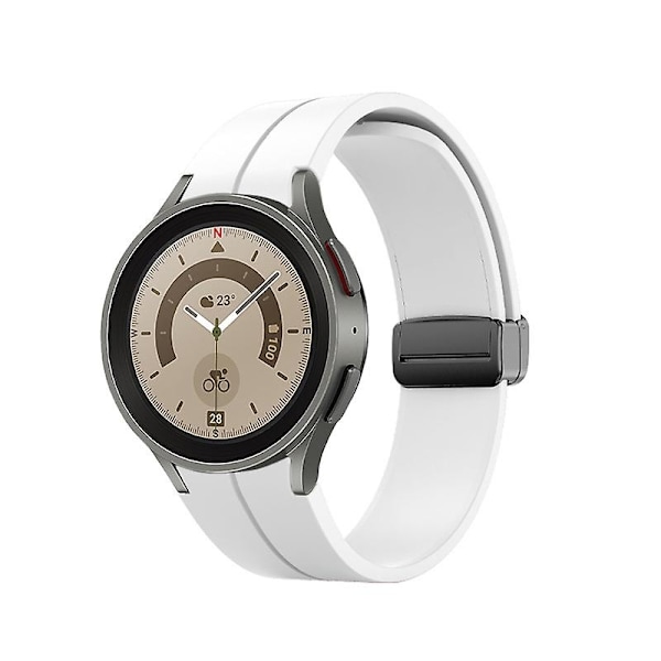 Magnetiskt silikonarmband för Samsung Galaxy Watch 5 Pro 45mm/4 Classic 44mm 40mm 46mm 42mm Armband för Galaxy Watch5/4 Bälte-WELLNGS White B Galaxy watch 5 44mm